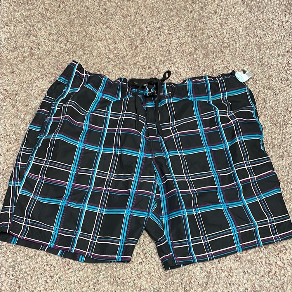 Men’s swim Shorts with Plaid Pattern- new with tags